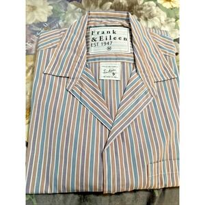 FRANK & EILEEN Women Sze Medium Relaxed Eileen Button Shirt Stripe Red Purp Blue
